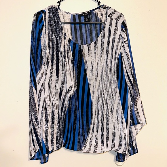 ALFANI Sheer Strip Print Blouson Blouse With Attached Camisole Size XL - Picture 1 of 5